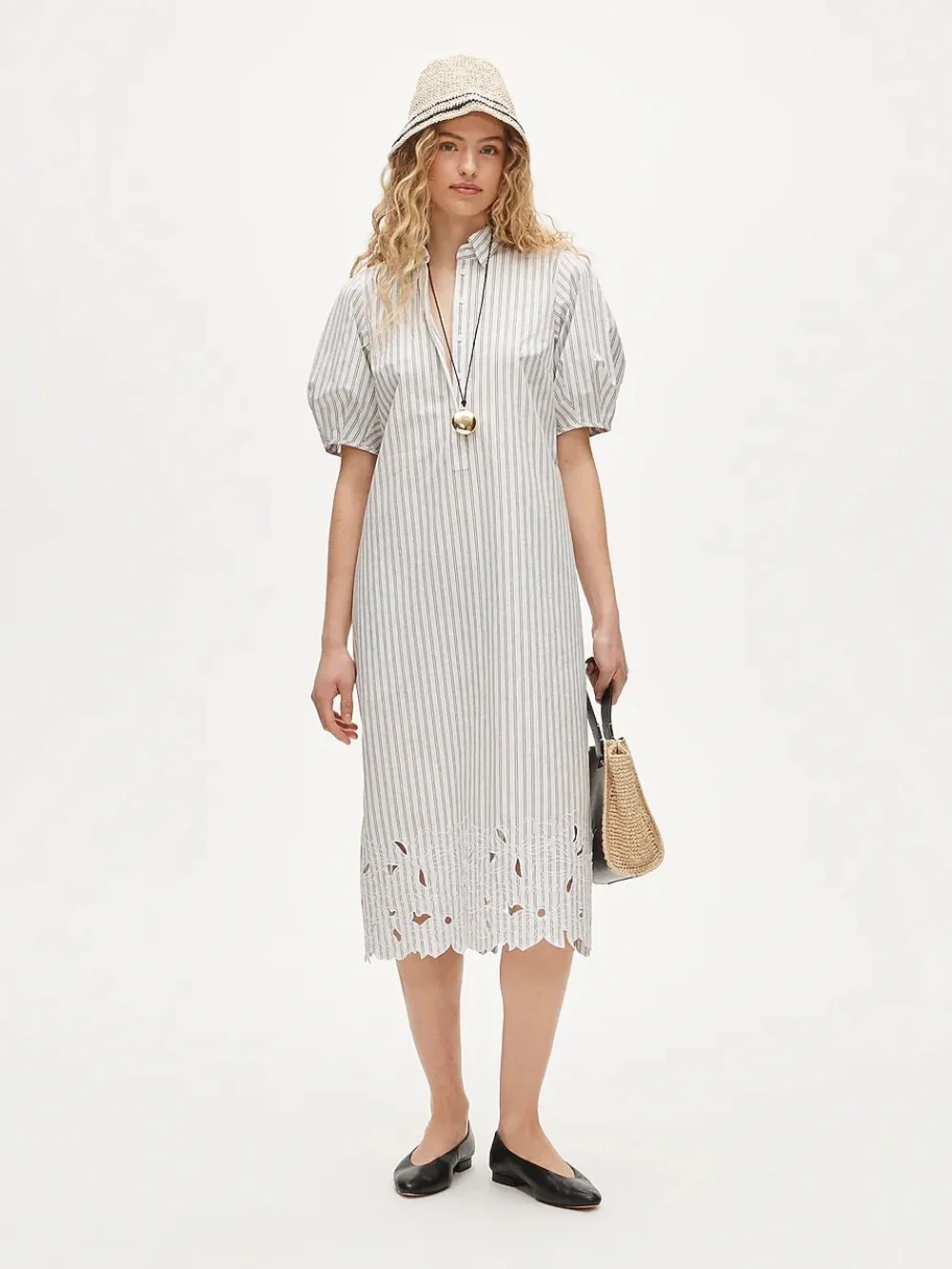 NWT J.Crew Embroidered Shirt-Dress in Striped Cotton Poplin – Size 2